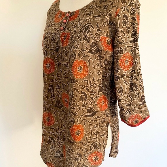 BOHO BOUTIQUE TUNIC FLORAL 3/4 SLEEVE BLOUSE - Picture 3 of 5